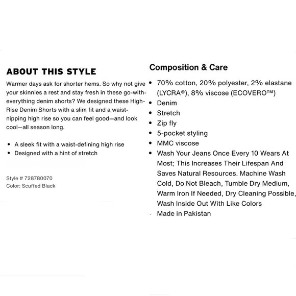 Sz 33-NWT Levi's High Rise Slim Fit Cut-Off Denim Jean Shorts- Scuffed Black - Picture 3 of 5